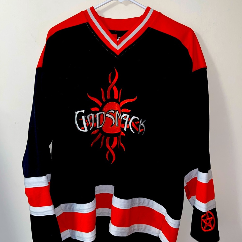 Vintage GodSmack 3 Strikes Hockey Jersey~Made in Korea~1 Flaw~Large